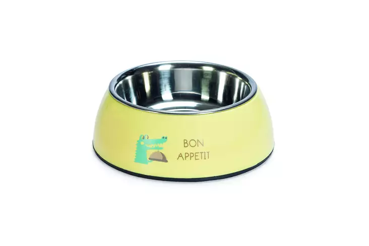 BZ Puppy Bowl Keltainen Kroko - Koiran metalliset ruokakupit - 8712695199120 - 1