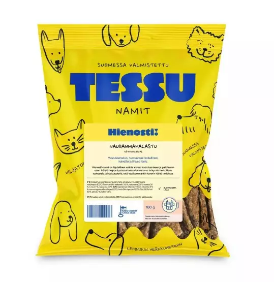 Tessu Hienosti Naudan mahalastu 180g - Koiran kuivatut lihaherkut - 6420614790441 - 2