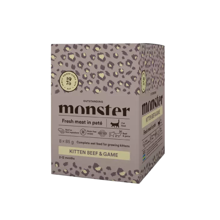 Monster Kitten Beef & Game 8x85g - Monster märkäruoat - 7350040124932 - 1
