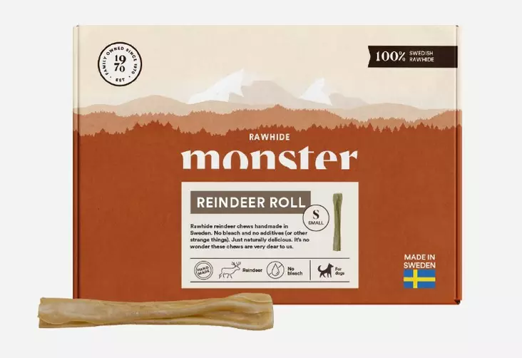 Monster Rawhide Reindeer Roll S - Koiran puruluut - 7350040127438 - 1