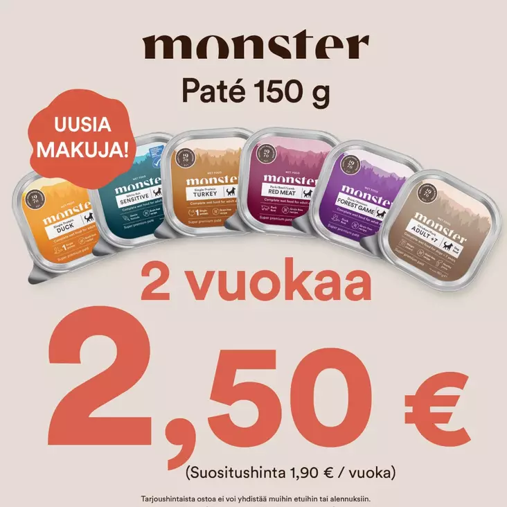 KESÄTARJOUS Monster Patee 2kpl - Monster märkäruoat - 232312 - 2