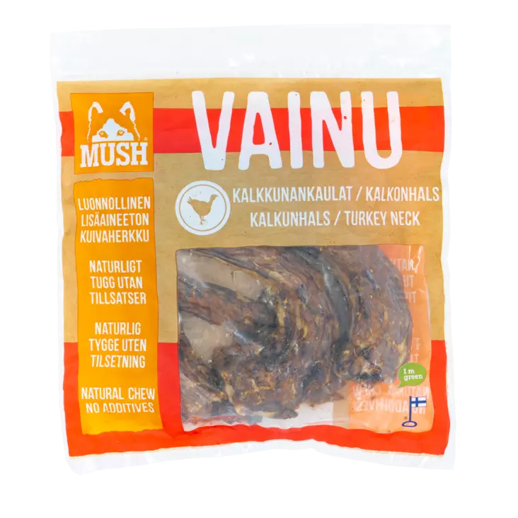 Mush Vainu Kalkkunankaulat 250g - Koiran kuivatut lihaherkut - 6430023294973 - 1