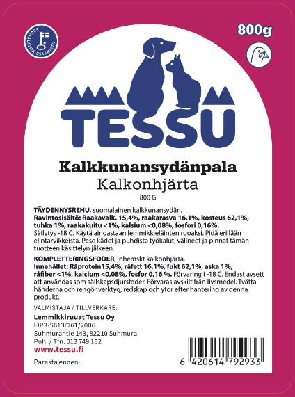 Tessu Kalkkunansydänpala 800g - Tessu pakasteruoat - 6420614792933 - 1