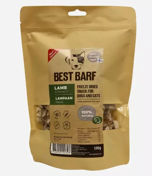 Best Barf Lampaan maha 100g - Koiran kuivatut lihaherkut - 4745010124303 - 1