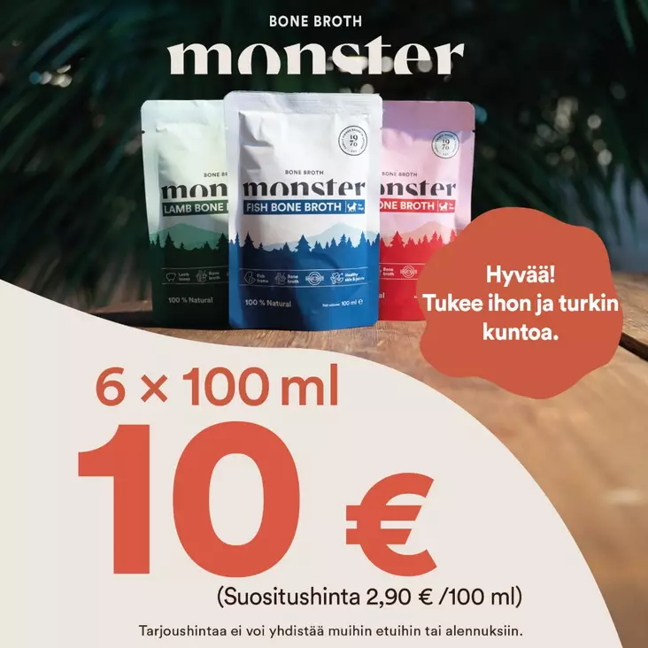 KESÄTARJOUS Bone Broth 6 x 100ml - Monster märkäruoat - 2313213 - 2