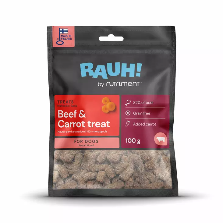 Rauh herkku nauta ja porkkana 100g - Koiran makupalat ja herkut - 6438047714033 - 1