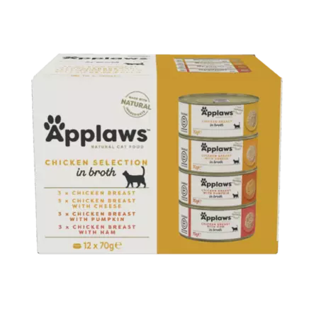 Applaws Lajitelma Kana 12x70g purkki - Applaws märkäruoat - 5060333437374 - 1