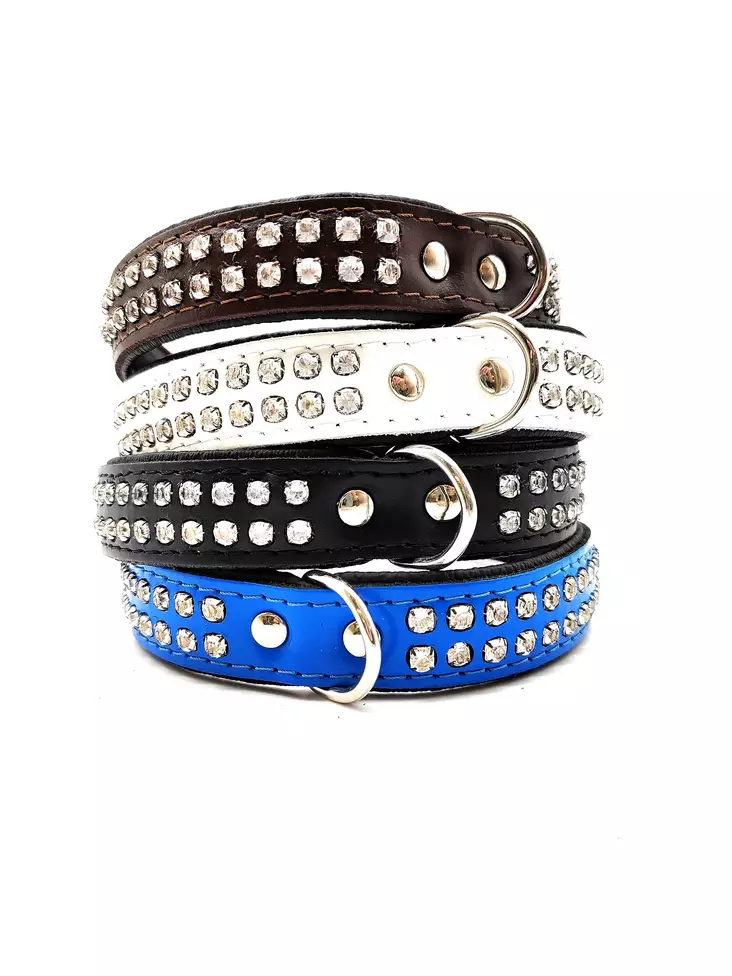 Koiran nahkapanta timanteilla 45cmx20mm - Nahkapannat - 5906365558024 - 2