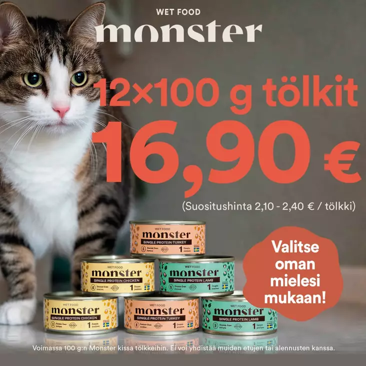KESÄTARJOUS Monster 12 x 100g - Monster märkäruoat - 21321414 - 1