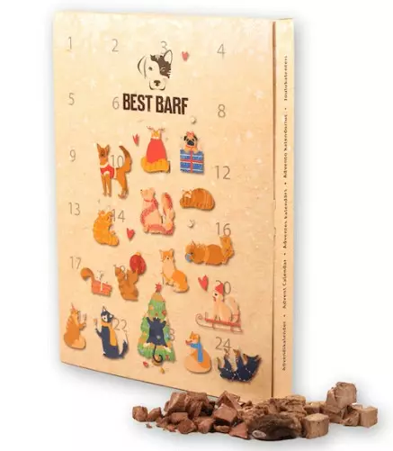 BEST BARF Joulukalenteri 100g - Koiran kuivatut lihaherkut - 4745010124235 - 1