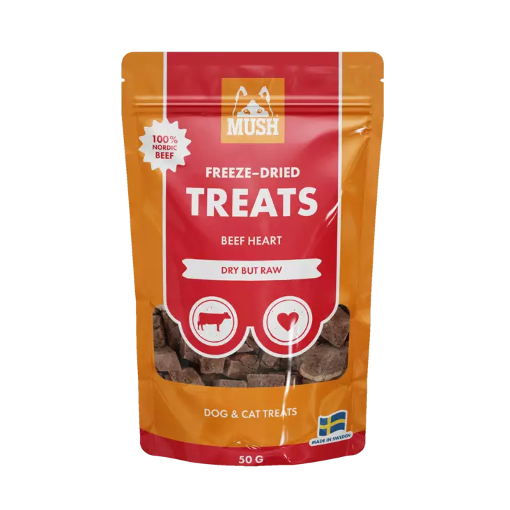 Mush Freeze-Dried Naudan sydän 50g - Koiran makupalat ja herkut - 7350086571615 - 1