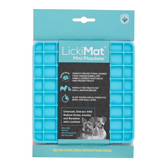 LickiMat Mini Playdate sininen 15x15cm - Nuolumatot ja ahmimisenesto - 9349785006656 - 1