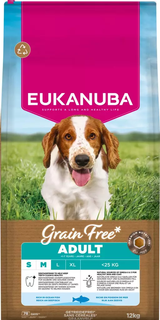 Eukanuba Grain Free Adult Ocean fish S/M - Eukanuba kuivaruoat - 8710255184746 - 2