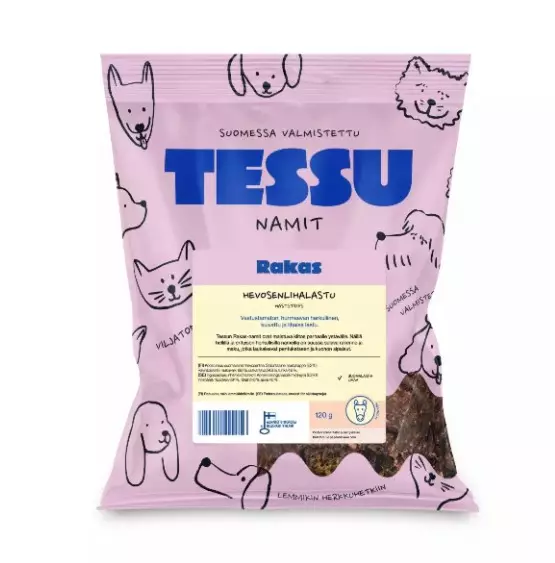 Tessu Rakas hevosenlihalastu 120g - Koiran makupalat ja herkut - 6420614793046 - 1