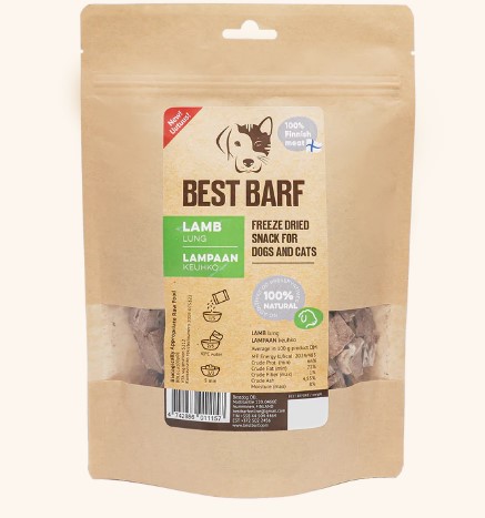 Bestbarf Lampaan Keuhko 100g - Koiran kuivatut lihaherkut - 4742886011157 - 1