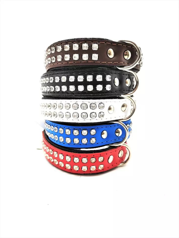 Koiran nahkapanta timanteilla 35cmx20mm - Nahkapannat - 5906365558017 - 2