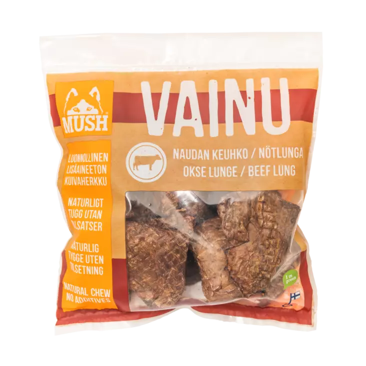 Mush Vainu Naudankeuhko 140g - Koiran kuivatut lihaherkut - 6430023294607 - 1