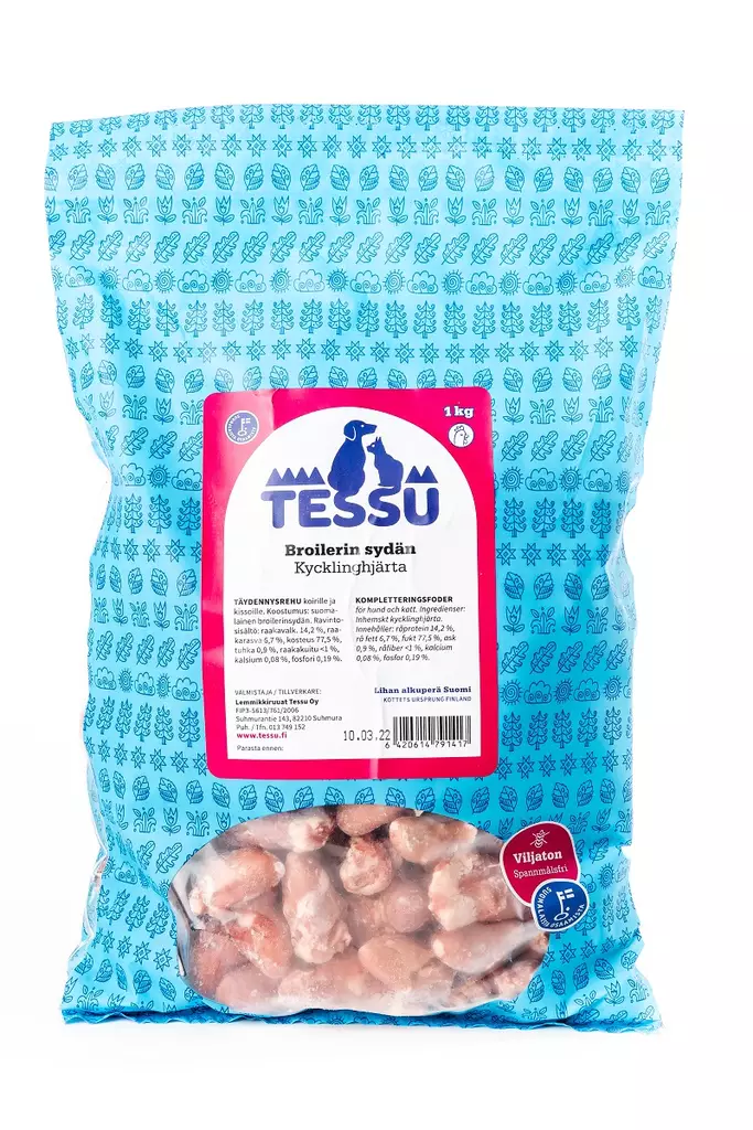 Tessu Broilerin sydän 1kg - Tessu pakasteruoat - 6420614791417 - 1