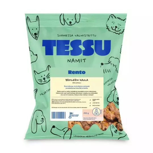 Tessu Rento Broilerin kaula 200g - Koiran kuivatut lihaherkut - 6420614792957 - 1