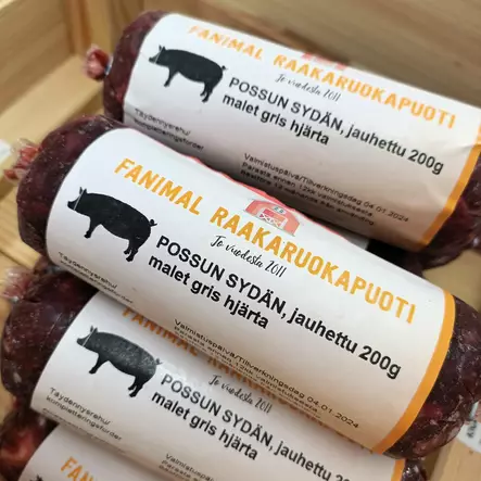 Fanimal Possun sydän jauhettu 200g - Fanimal pakasteruoat - 6429810863218 - 2