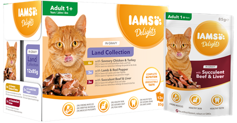 Iams Delights Land Collection In Gravy 12x85g - Iams märkäruoat - 8710255100418 - 2