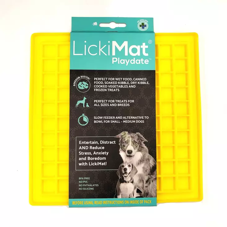 LickiMat Playdate Keltainen 20x20cm - Koiran muoviset ruokakupit - 9349785001118 - 1