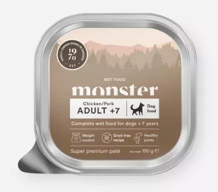 Monster Dog Kana/possu Adult 7+ 150g - Monster märkäruoat - 7350040128688 - 1