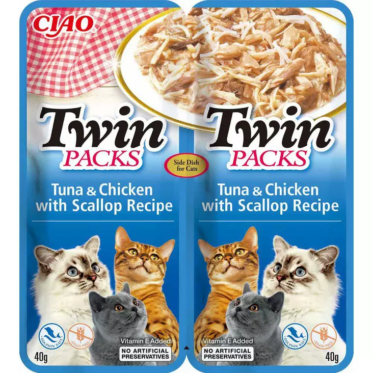 Ciao Twin Packs 2x40g tonnikala,kana - Kissan muut märkäruoat - 8859387701268 - 1