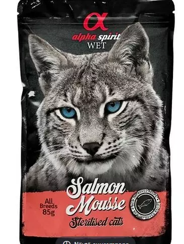 Alpha Spirit salmon mousse sterl. 85g - Kissan muut märkäruoat - 8436586311599 - 1