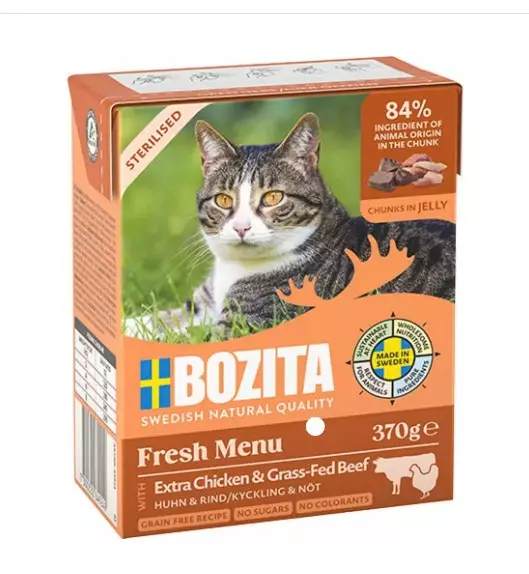 Bozita Kanaa ja nautaa hyytelöss 370g - Bozita märkäruoat - 7300330649249 - 1