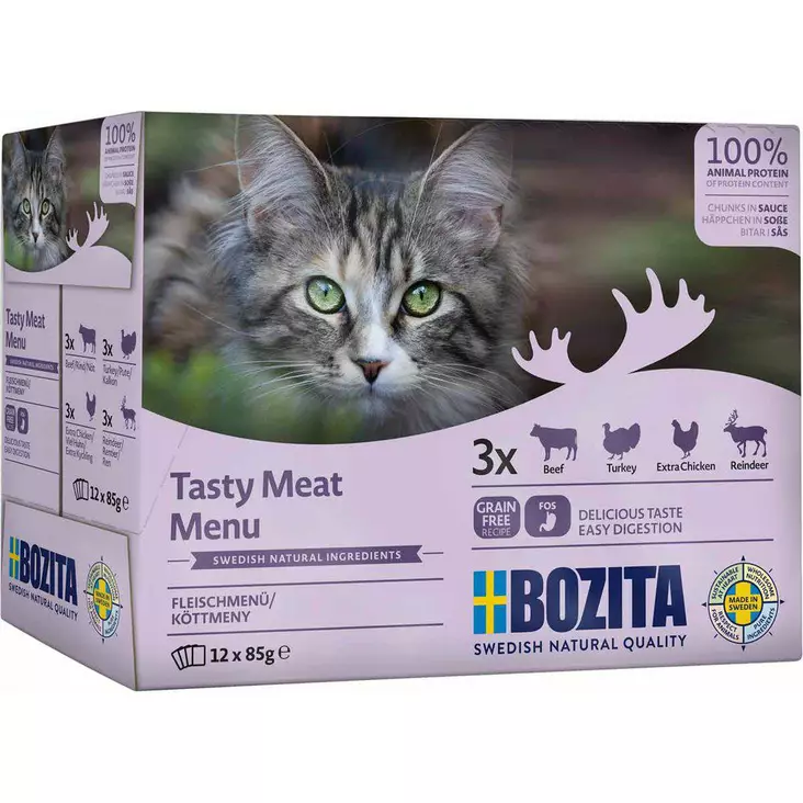 Bozita Tasty Meat Menu in Sauce 12x85g - Bozita märkäruoat - 7300330365019 - 1